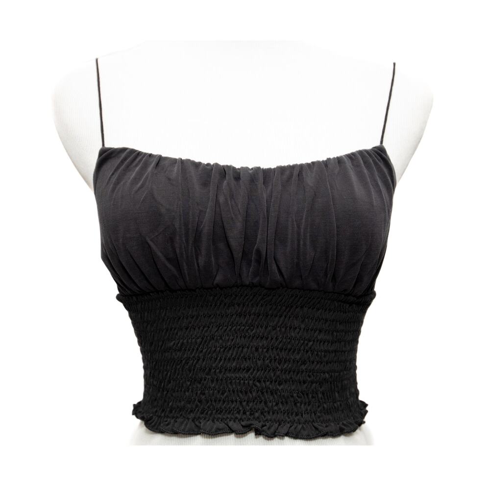New Urban Outfitters Black Ruched Crop Cami Size Small